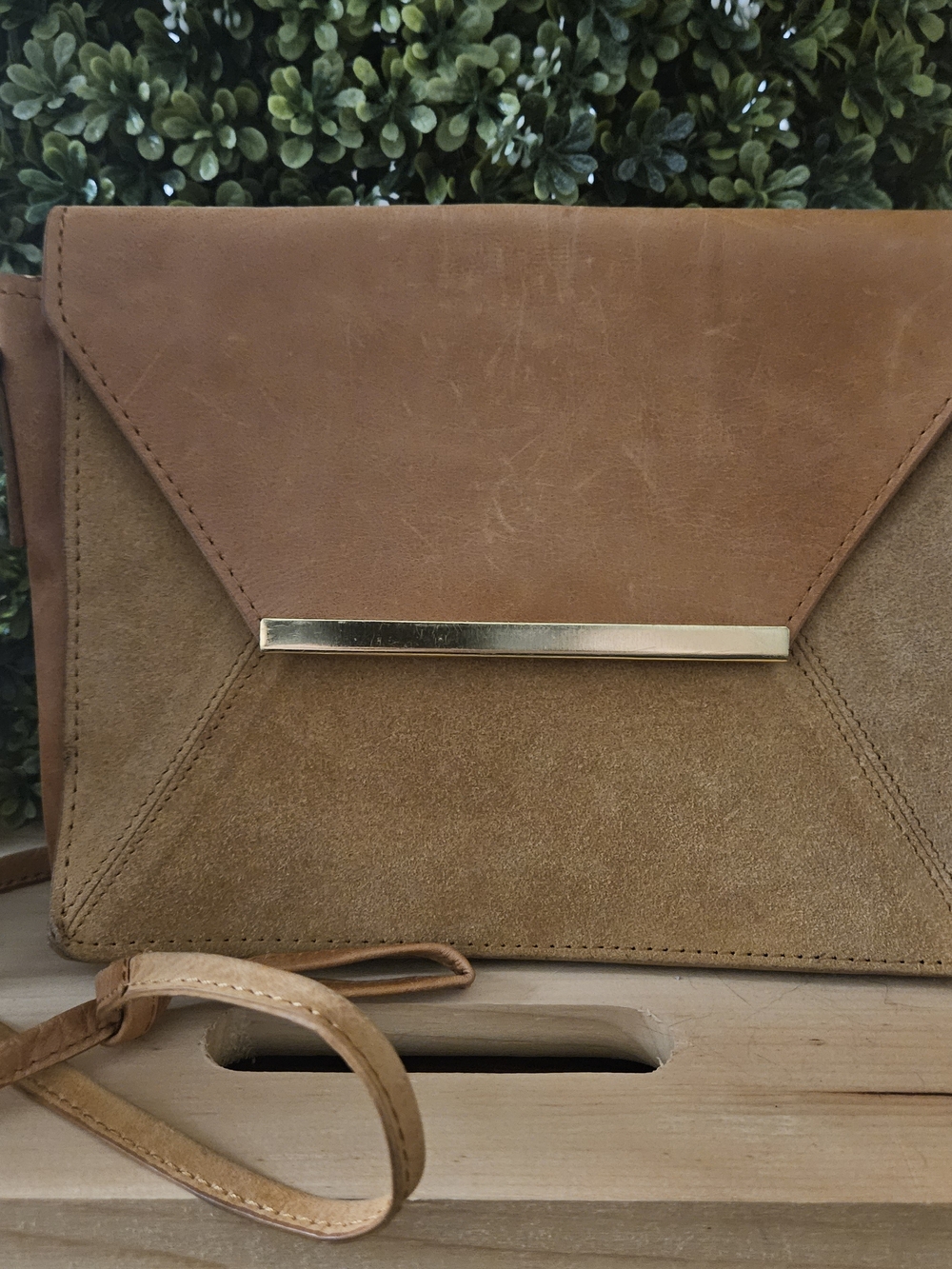 Vintage Asos Suede and Leather Crossbody Purse in Tan